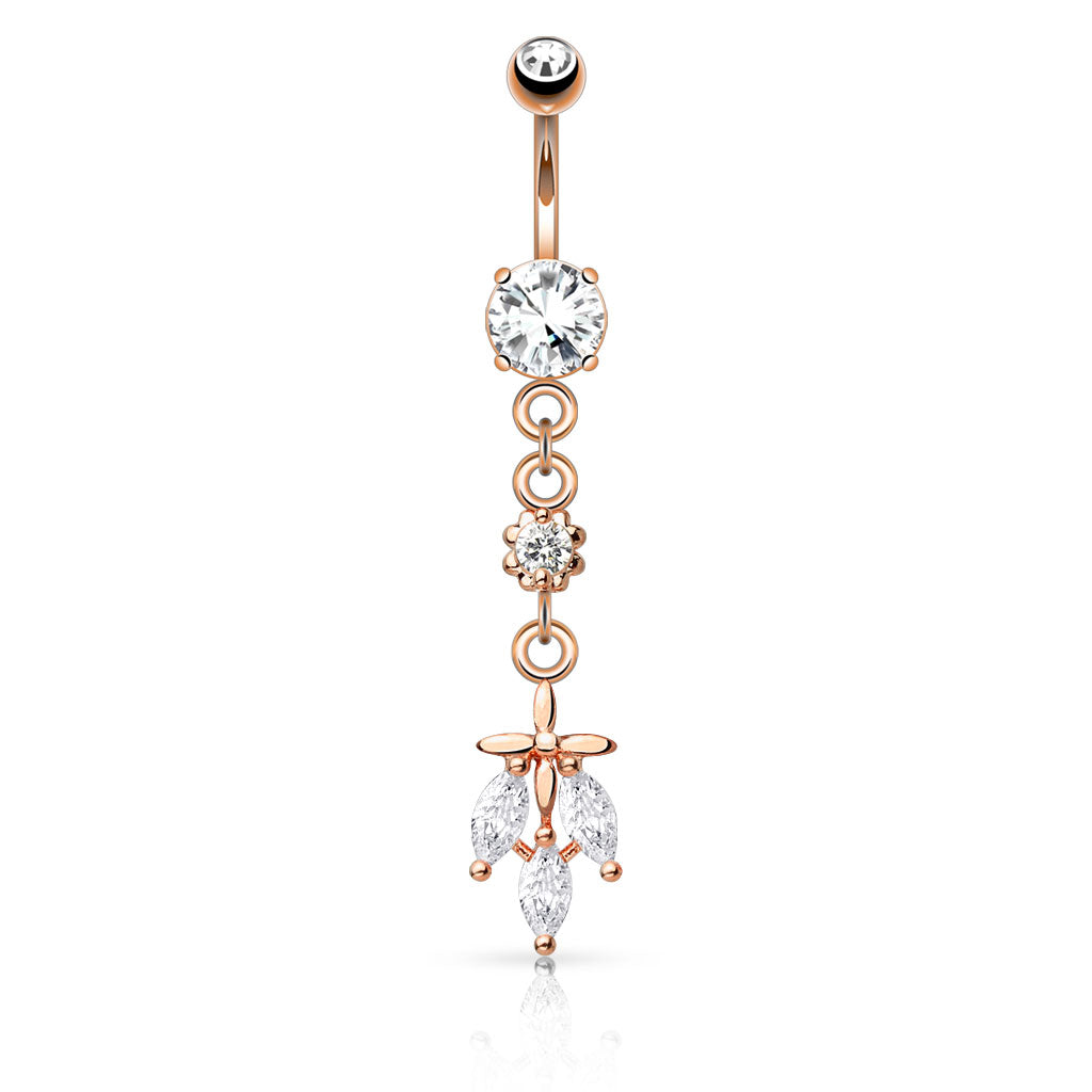 316L Surgical Steel 316L Surgical Steel Triple CZ Falling Leaf Dangle... - Image 4