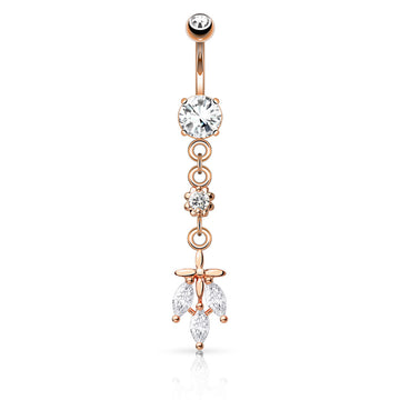 316L Surgical Steel 316L Surgical Steel Triple CZ Falling Leaf Dangle... - Image 4