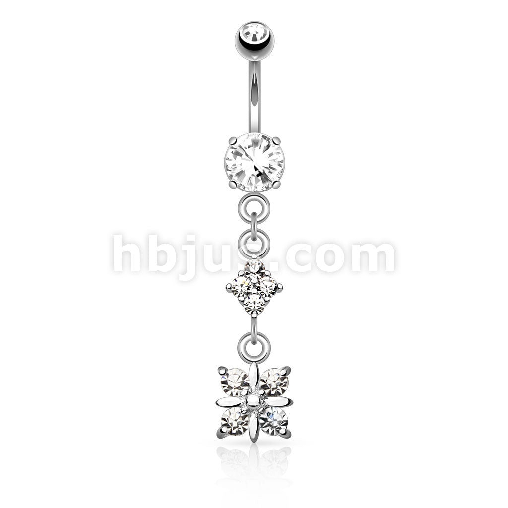 316L Surgical Steel 316L Surgical Steel Paved Diamond With 4 Quadrant... - Image 2