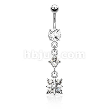 316L Surgical Steel 316L Surgical Steel Paved Diamond With 4 Quadrant... - Image 2