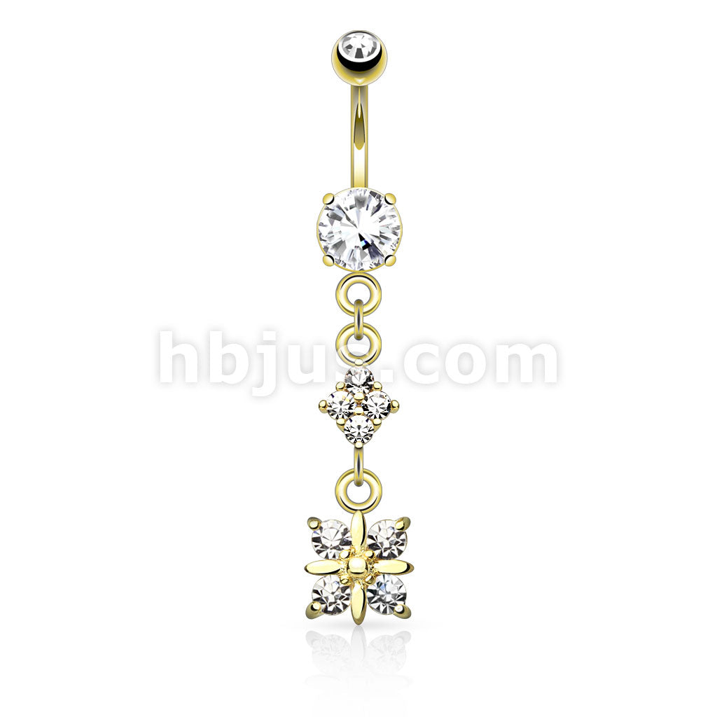316L Surgical Steel 316L Surgical Steel Paved Diamond With 4 Quadrant... - Image 3