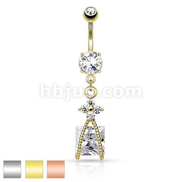 316L Surgical Steel 316L Surgical Steel Roped Square CZ and Small CZ...
