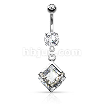 316L Surgical Steel 316L Surgical Steel Mounted Diamond Shaped CZ With... - Image 2