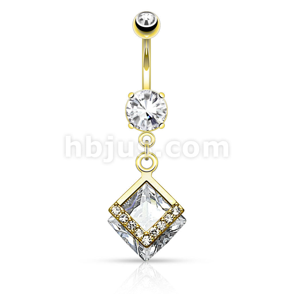 316L Surgical Steel 316L Surgical Steel Mounted Diamond Shaped CZ With... - Image 3