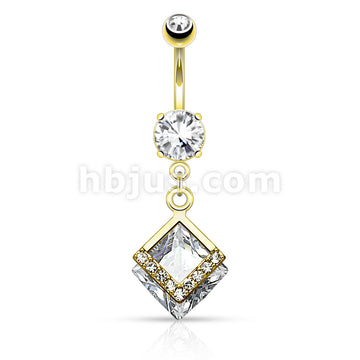 316L Surgical Steel 316L Surgical Steel Mounted Diamond Shaped CZ With... - Image 3