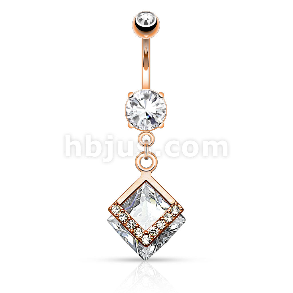 316L Surgical Steel 316L Surgical Steel Mounted Diamond Shaped CZ With... - Image 4