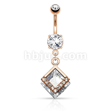 316L Surgical Steel 316L Surgical Steel Mounted Diamond Shaped CZ With... - Image 4