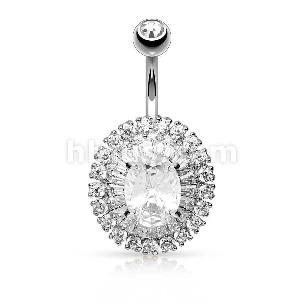 316L Surgical Steel 316L Surgical Steel 3-Tier Paved CZ Dandelion With... - Image 2