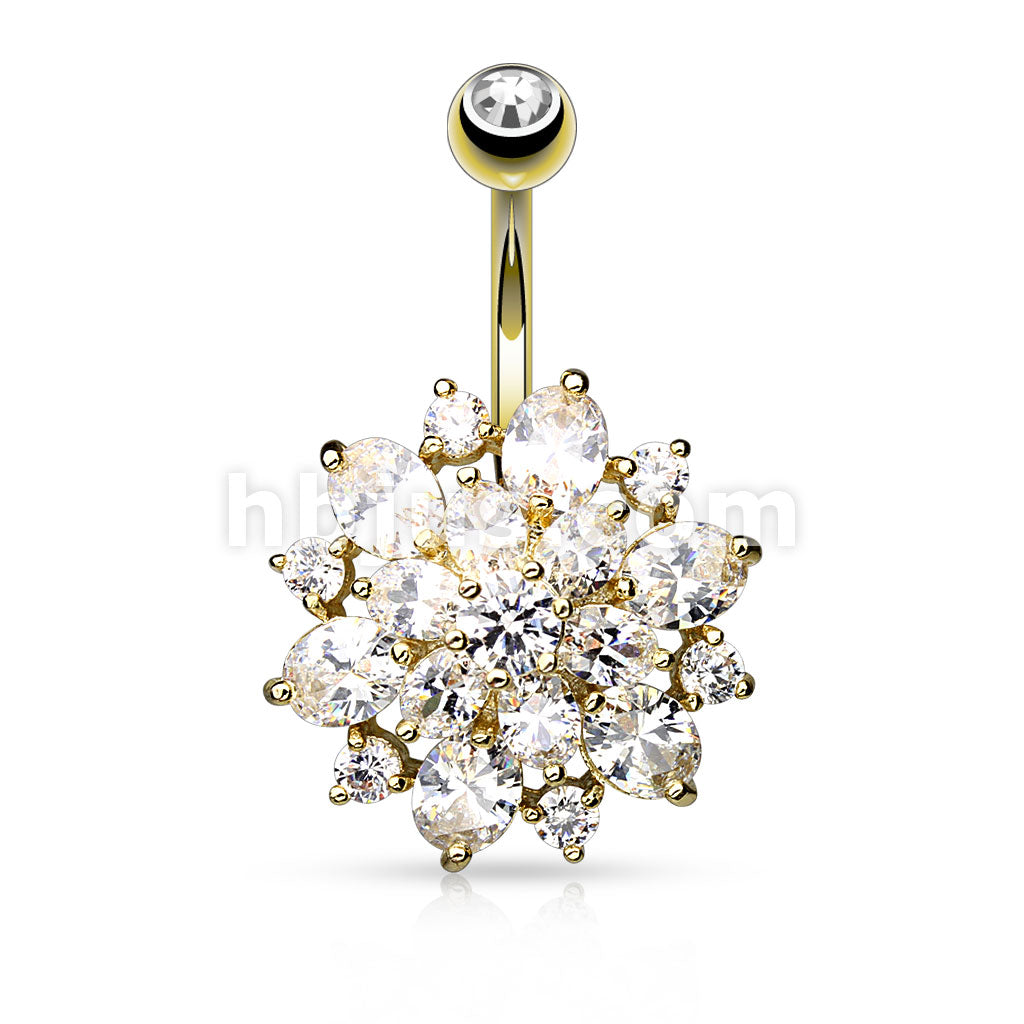 316L Surgical Steel 316L Surgical Steel CZ Clustered Dahlia Belly... - Image 3