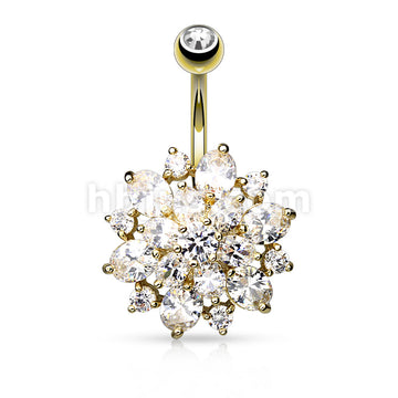 316L Surgical Steel 316L Surgical Steel CZ Clustered Dahlia Belly... - Image 3