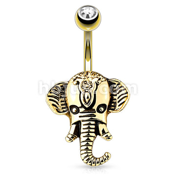 316L Surgical Steel 316L Surgical Steel Belly Ring with Elephan - Image 2