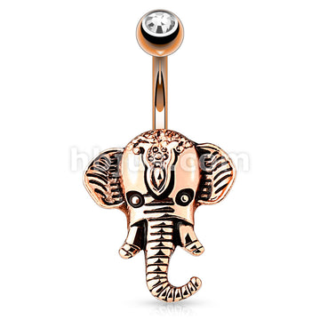 316L Surgical Steel 316L Surgical Steel Belly Ring with Elephan - Image 3