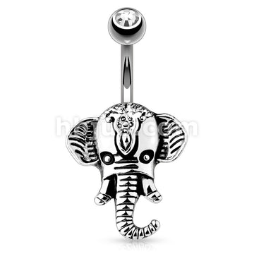 316L Surgical Steel 316L Surgical Steel Belly Ring with Elephan - Image 4