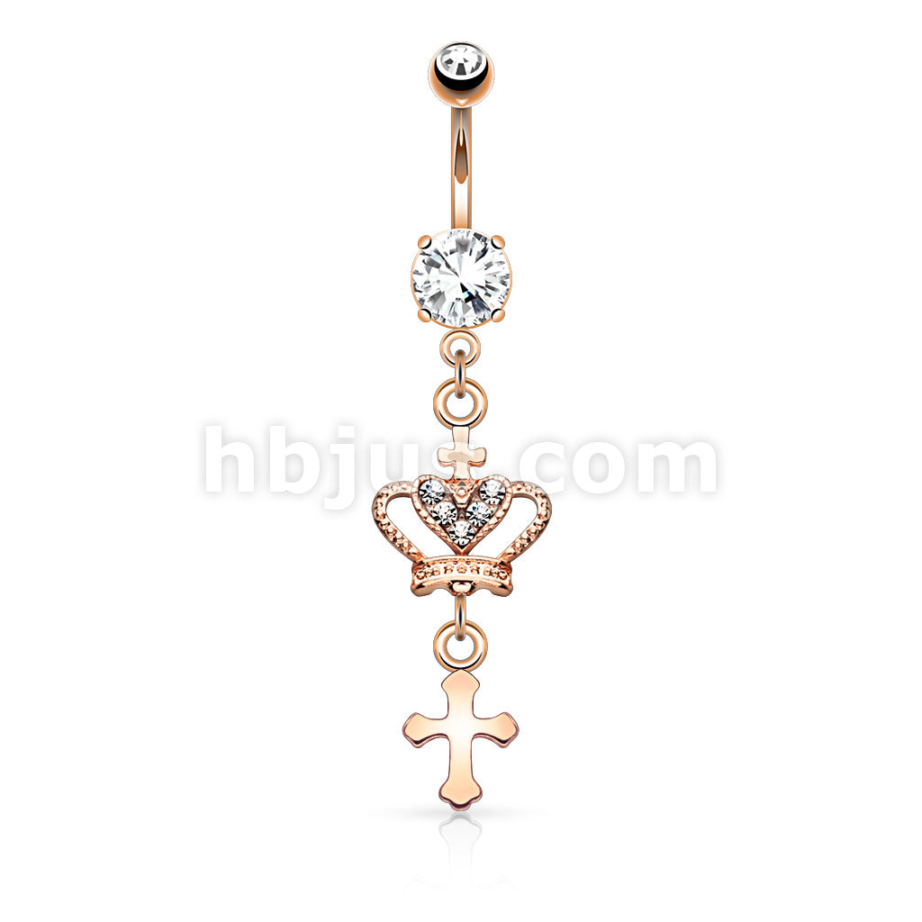 316L Surgical Steel 316L Surgical Steel Heart CZ Crown With Cross... - Image 4
