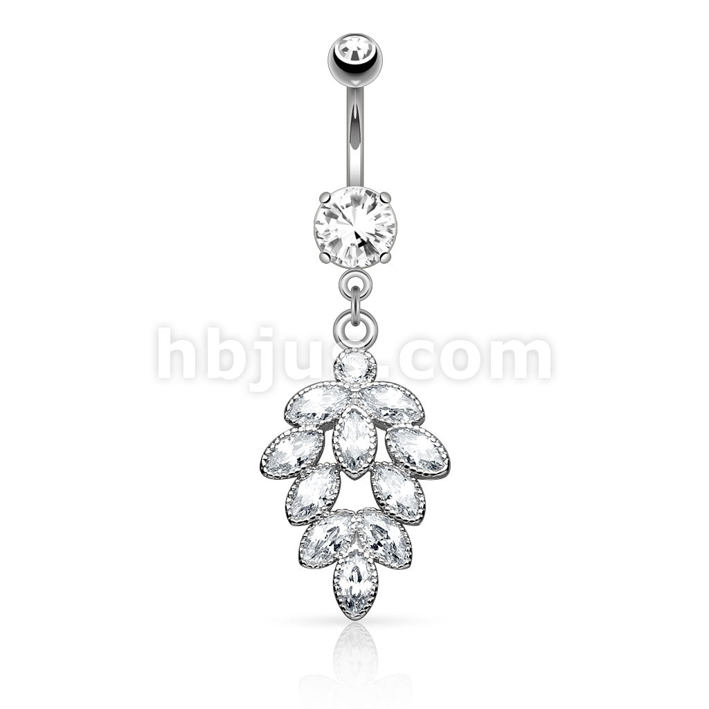 316L Surgical Steel 316L Surgical Steel Cluster CZ Grape Dangle Belly... - Image 2