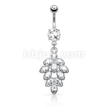 316L Surgical Steel 316L Surgical Steel Cluster CZ Grape Dangle Belly... - Image 2