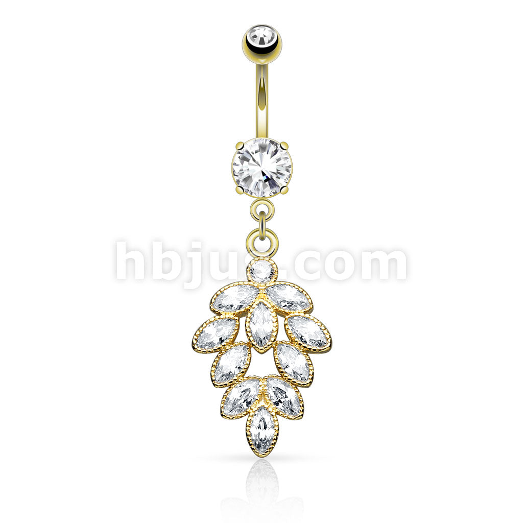 316L Surgical Steel 316L Surgical Steel Cluster CZ Grape Dangle Belly... - Image 3