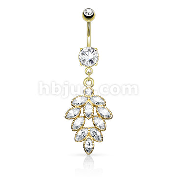 316L Surgical Steel 316L Surgical Steel Cluster CZ Grape Dangle Belly... - Image 3