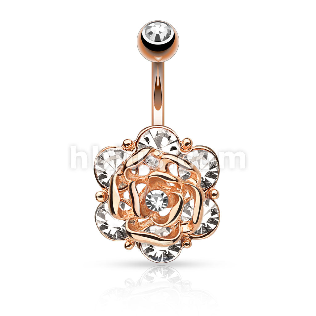 316L Surgical Steel 316L Surgical Steel Flower With Six Gems and Center... - Image 4