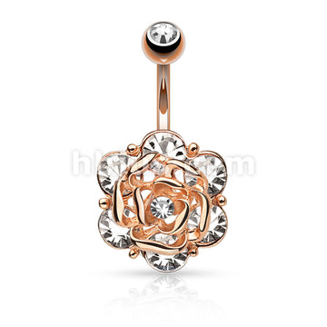 316L Surgical Steel 316L Surgical Steel Flower With Six Gems and Center... - Image 4