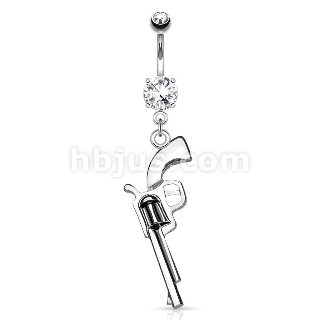 316L Surgical Steel 316L Surgical Steel Gun Dangle CZ Prong Set Belly... - Image 2