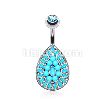 316L Surgical Steel 316L Surgical Steel Vintage Turquoise Bead Teardrop...