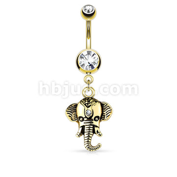 316L Surgical Steel 316L Surgical Steel Elephant Dangle Double Jeweled... - Image 2