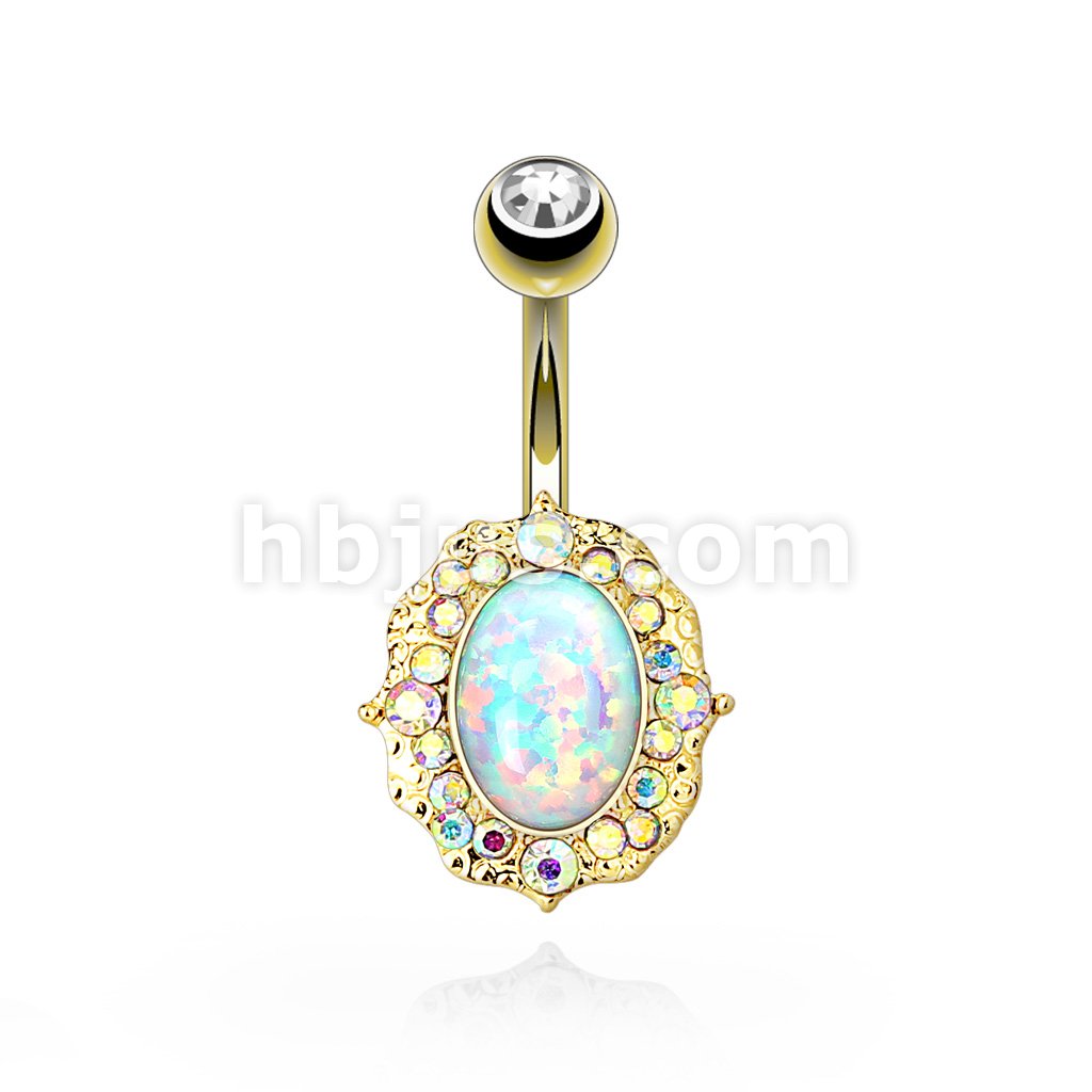 316L Surgical Steel 316L Surgical Steel Opal Center With AB Crystals... - Image 2