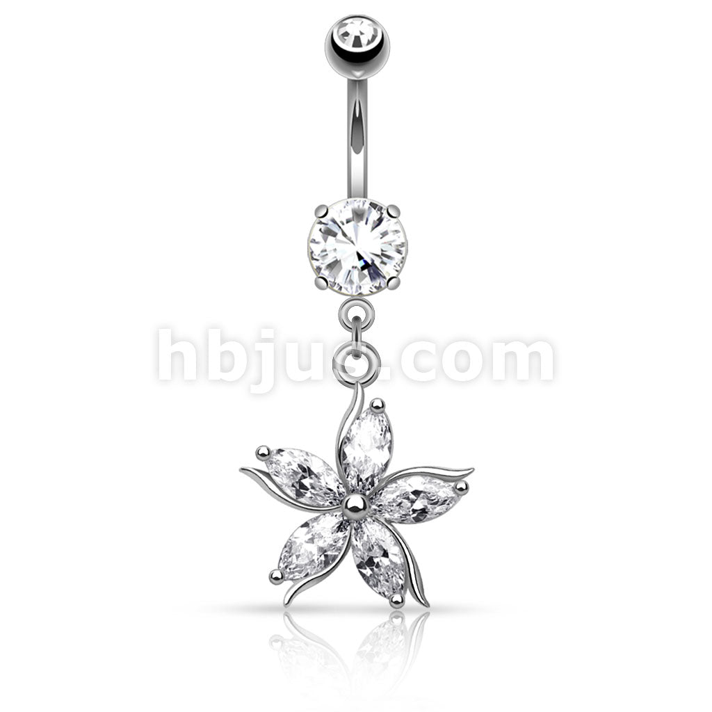 316L Surgical Steel 316L Surgical Steel Flower W/ CZ Shard Petals... - Image 2