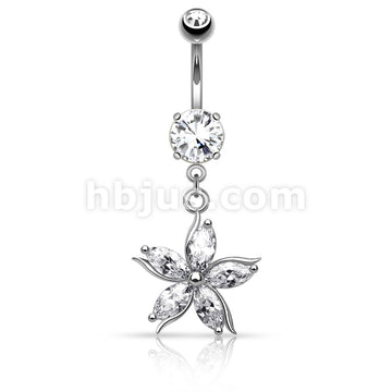 316L Surgical Steel 316L Surgical Steel Flower W/ CZ Shard Petals... - Image 2