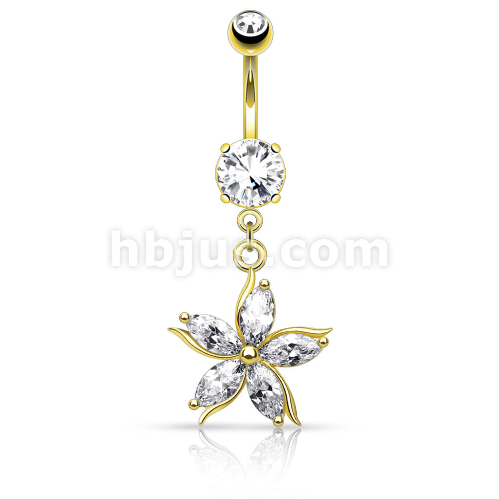 316L Surgical Steel 316L Surgical Steel Flower W/ CZ Shard Petals... - Image 3