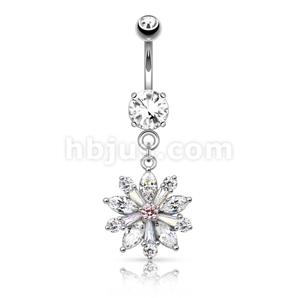 316L Surgical Steel 316L Surgical Steel Flower W/ Prong Set CZ Shard... - Image 2
