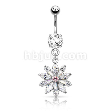 316L Surgical Steel 316L Surgical Steel Flower W/ Prong Set CZ Shard... - Image 2