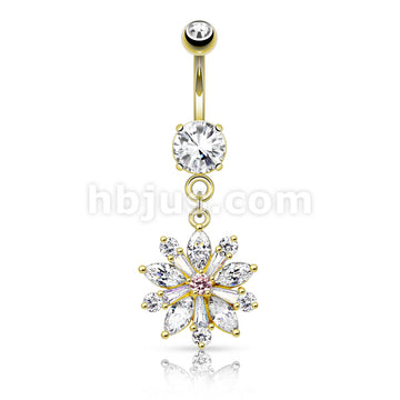316L Surgical Steel 316L Surgical Steel Flower W/ Prong Set CZ Shard... - Image 3