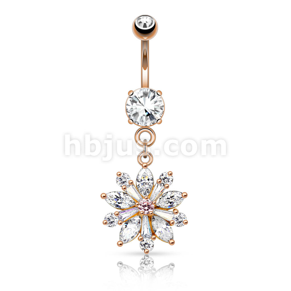 316L Surgical Steel 316L Surgical Steel Flower W/ Prong Set CZ Shard... - Image 4