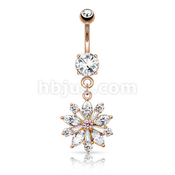 316L Surgical Steel 316L Surgical Steel Flower W/ Prong Set CZ Shard... - Image 4