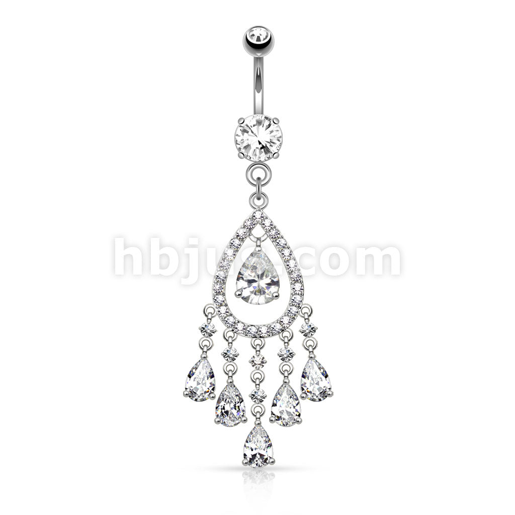 316L Surgical Steel 316L Surgical Steel Multi Tear Drop and Round CZ... - Image 2