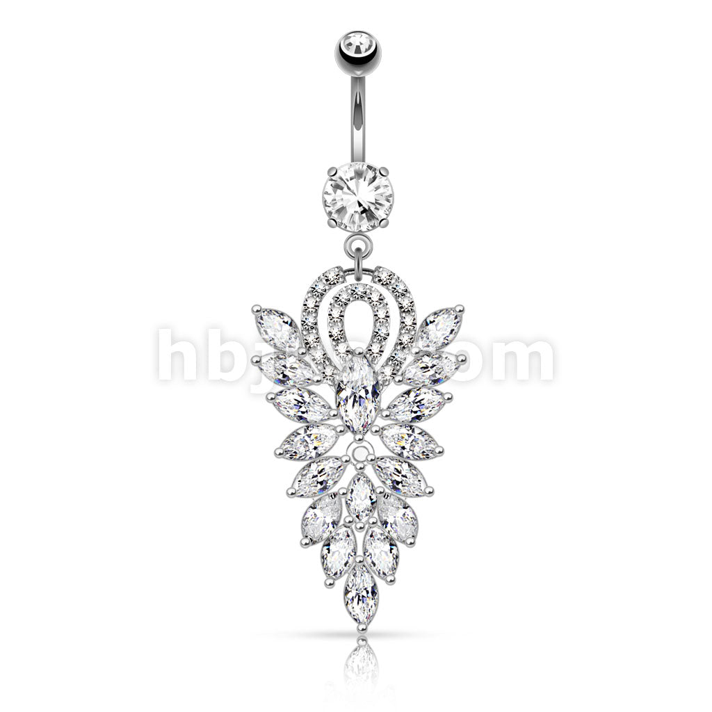 316L Surgical Steel 316L Surgical Steel Fancy Chandelier CZ Cluster... - Image 2
