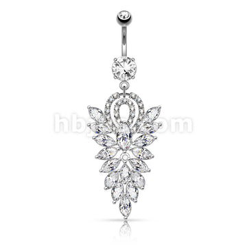 316L Surgical Steel 316L Surgical Steel Fancy Chandelier CZ Cluster... - Image 2