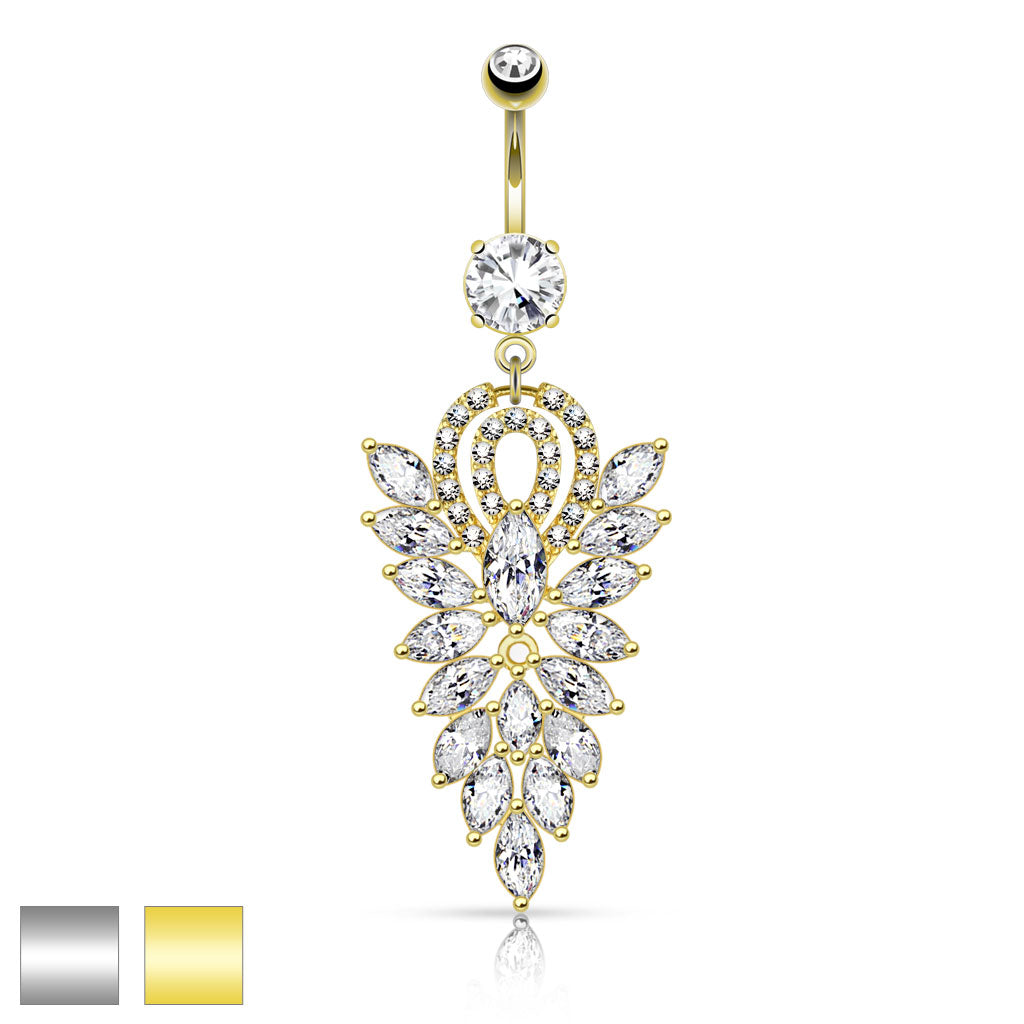 316L Surgical Steel 316L Surgical Steel Fancy Chandelier CZ Cluster...