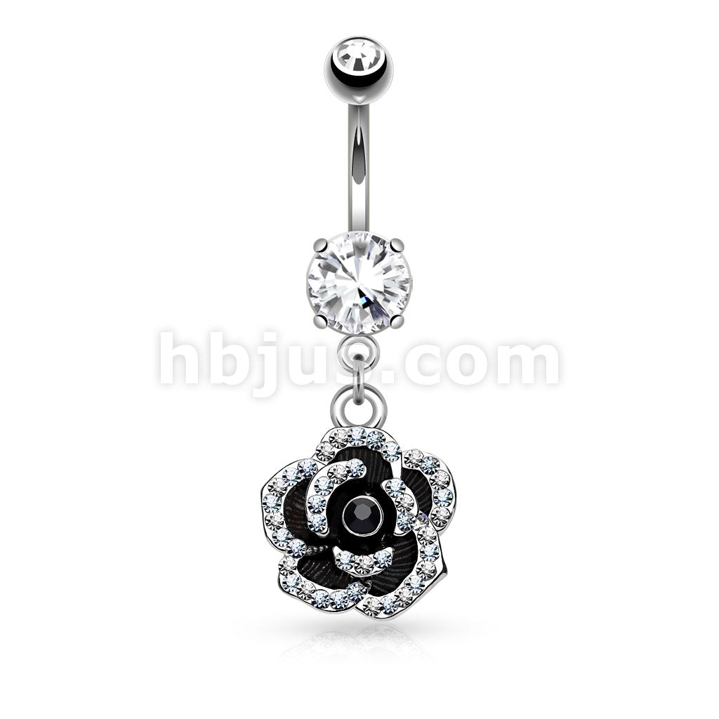316L Surgical Steel 316L Surgical Steel Pave Crystal Set Petals on... - Image 2