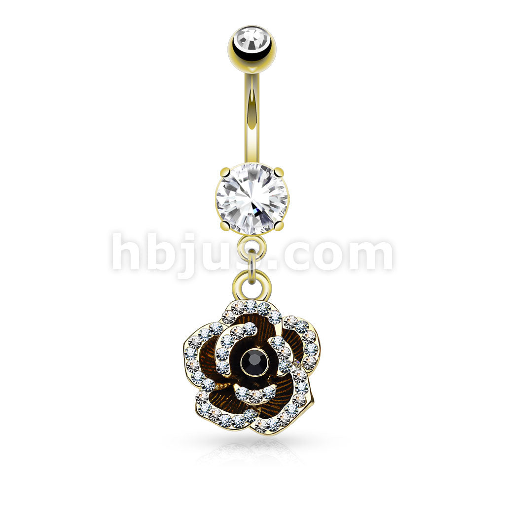 316L Surgical Steel 316L Surgical Steel Pave Crystal Set Petals on... - Image 3