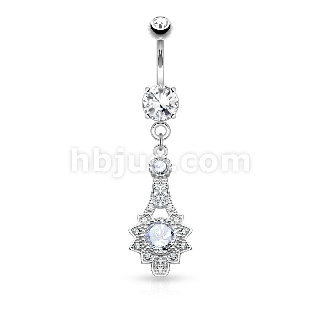 316L Surgical Steel 316L Surgical Steel Micro Pave CZ Tribal Sun Dangle... - Image 2