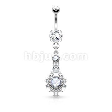 316L Surgical Steel 316L Surgical Steel Micro Pave CZ Tribal Sun Dangle... - Image 2