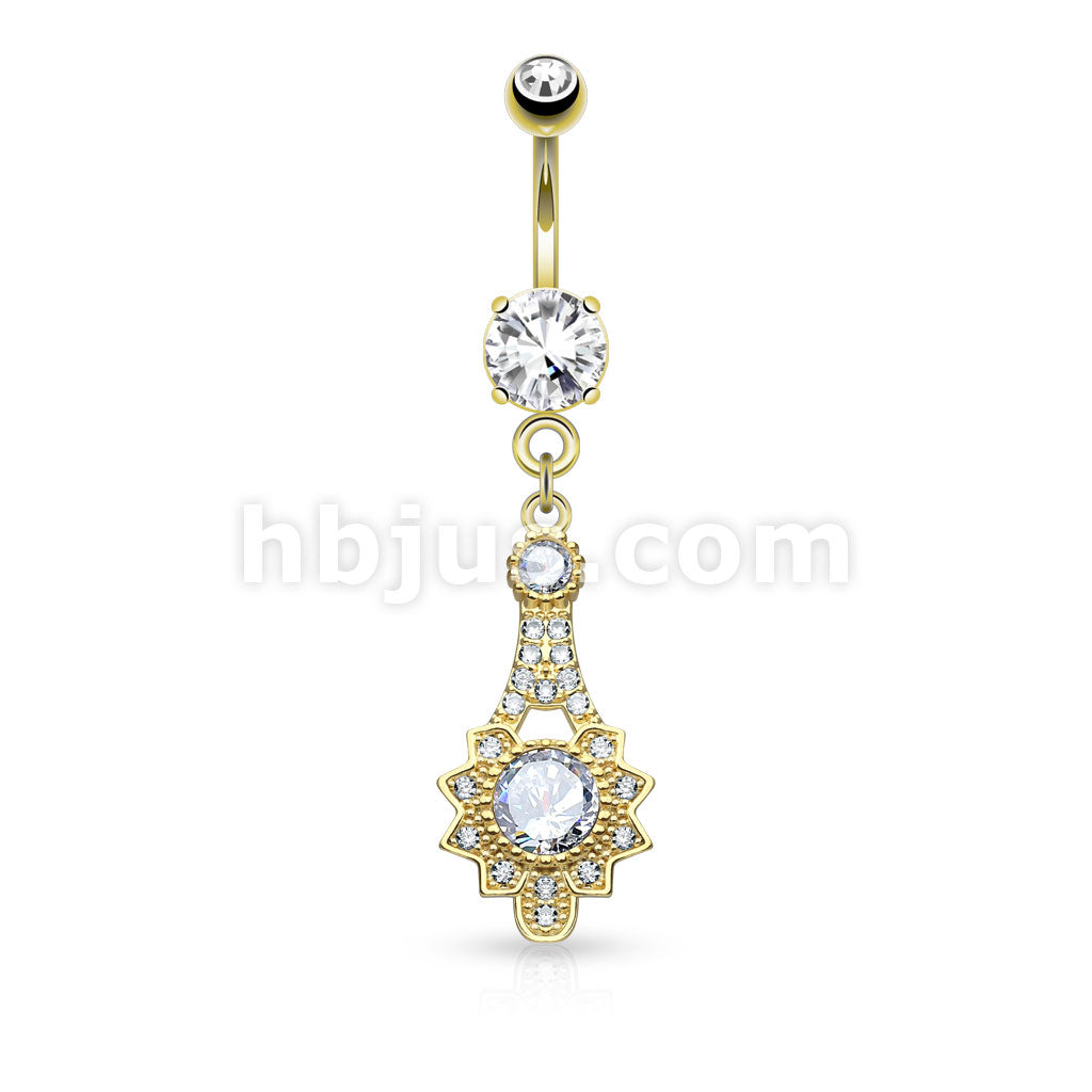 316L Surgical Steel 316L Surgical Steel Micro Pave CZ Tribal Sun Dangle... - Image 3