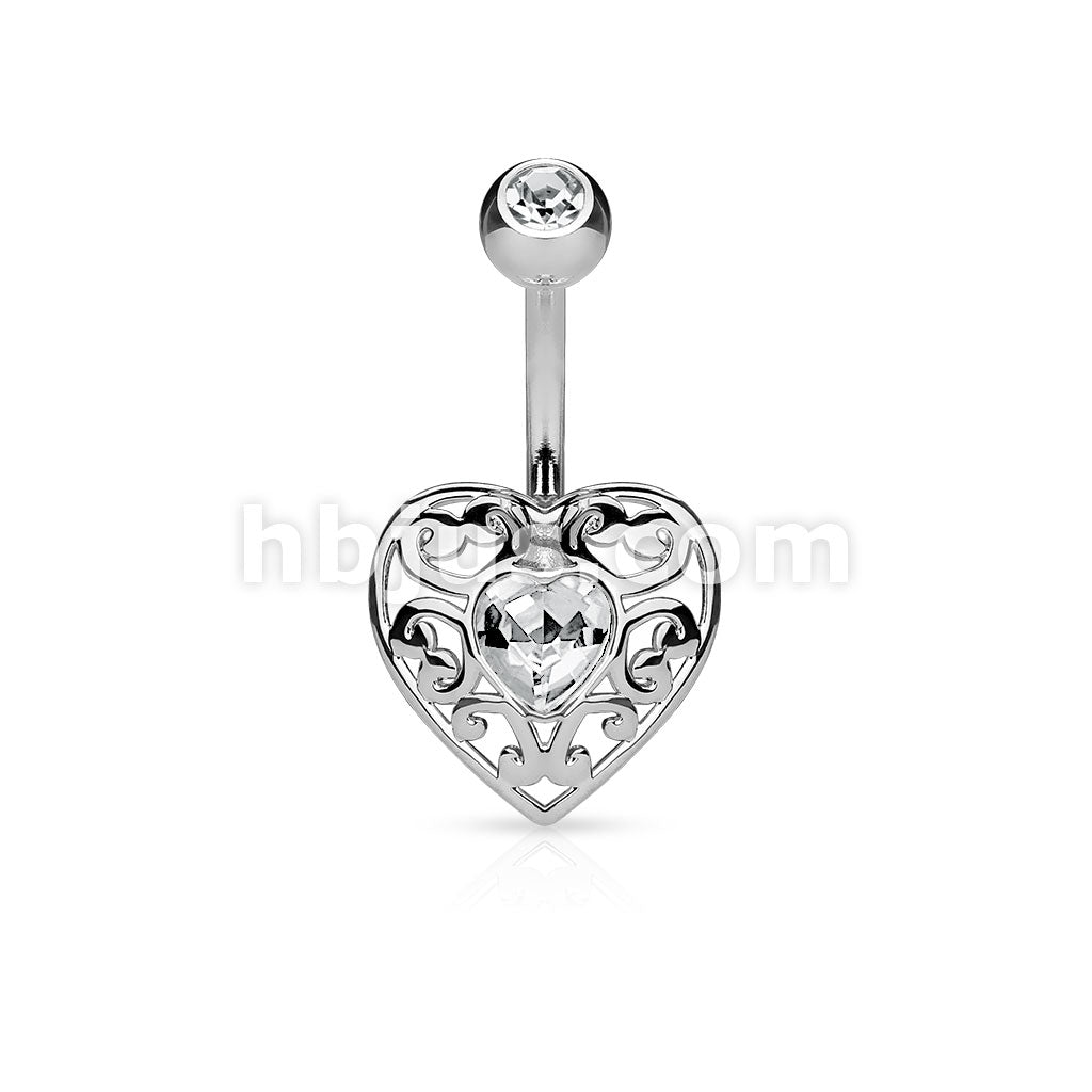 316L Surgical Steel 316L Surgical Steel Vintage Filigree Heart With... - Image 2