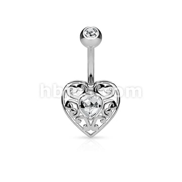 316L Surgical Steel 316L Surgical Steel Vintage Filigree Heart With... - Image 2