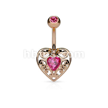 316L Surgical Steel 316L Surgical Steel Vintage Filigree Heart With... - Image 4