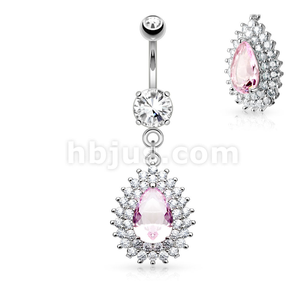 316L Surgical Steel 316L Surgical Steel Double Tier Paved CZ and Large... - Image 2