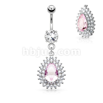 316L Surgical Steel 316L Surgical Steel Double Tier Paved CZ and Large... - Image 2